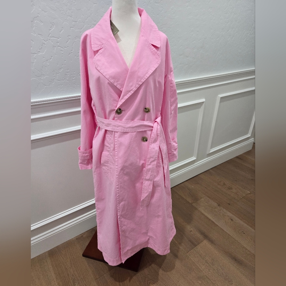 J. Crew Pink Trench Coat with Classic Tailored Silhouette